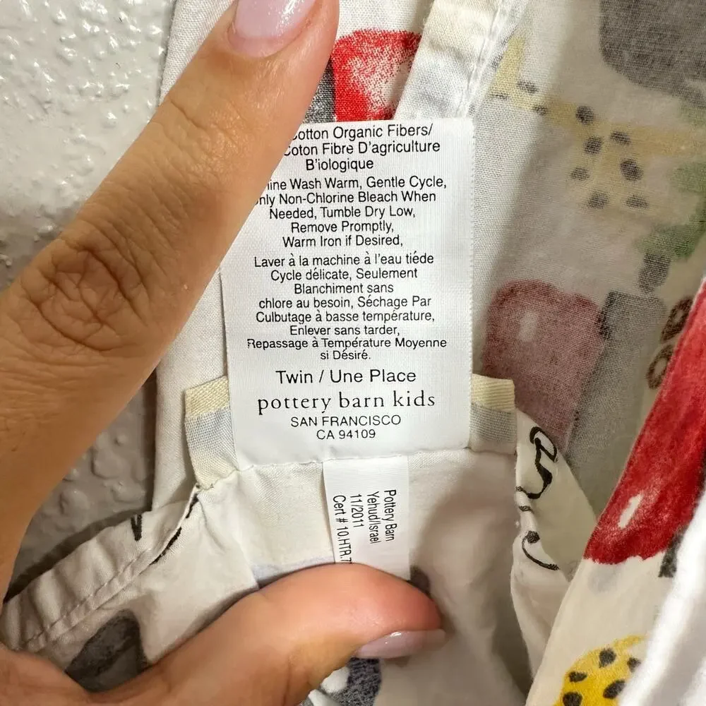 Pottery Barn Kids Ryder Trains Flat Sheet Organic Cotton Twin